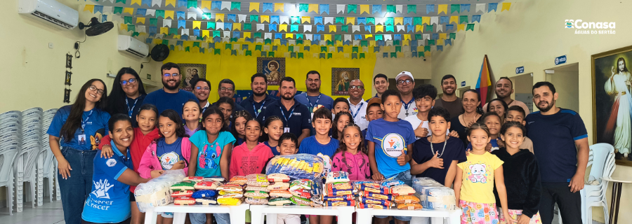 Imagem Colaboradores da Conasa Águas do Sertão arrecadam mais de meia tonelada de alimentos na campanha Junho Solidário